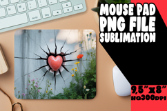 Whimsical Mouse Pad Design PNG, 3D Heart Product Image 1