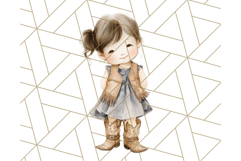 Cowgirl Baby Clipart PNG, Cute Toddler Western Outfit Art Product Image 4