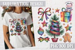 Christmas Coquette Bow PNG Holidays Funny Watercolor Product Image 1