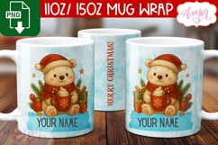 Custom Christmas mug wrap PNG, Polar bear mug PNG Product Image 1