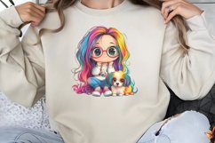 Colorful Girl Dog Clipart PNG Product Image 1