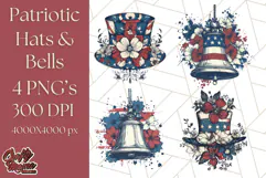 Fourth of July Liberty Bell and Uncle Sam Hat PNG, July 4th Product Image 1