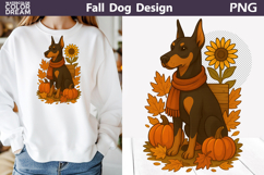 Doberman Fall Clipart | Autumn Dog PNG Sublimation Product Image 1