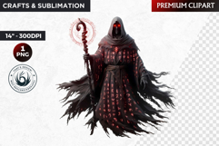 Evil Sorcerer Artifact Clipart - Dark Fantasy wizard staff Product Image 1