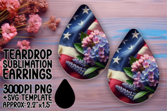 Dynamic Teardrop Design PNG for Earrings , USA Flag Product Image 1