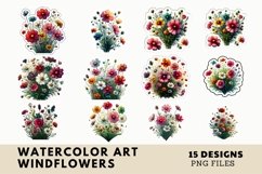 Watercolor Windflowers Clipart Product Image 1