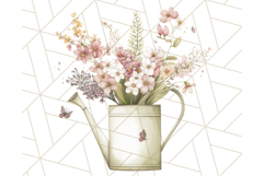 Watering Can Flowers PNG, Rustic Floral Watercolor Clipart Product Image 5