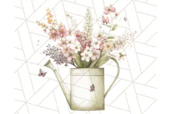 Watering Can Flowers PNG, Rustic Floral Watercolor Clipart Product Image 5