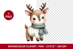 png watercolor clipart - christmas reindeer Product Image 1