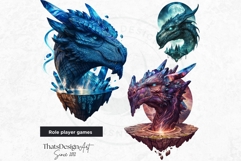Fantasy Dragons Clipart Set, dragon PNG, Fantasy PNG Product Image 5