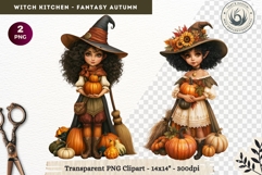 Autumnal Witch Kitchen Clipart cozy Fall PNG sublimation Product Image 1