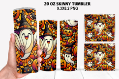 Ghost Skinny Tumbler 20oz Wrap Design, Halloween Tumbler Product Image 1