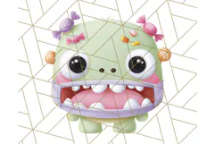 Kawaii Halloween Clipart Cute Kids and Candy Elements Png Product Image 4
