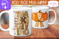 Happy Thanksgiving mug wrap PNG, Fall mug template Product Image 2