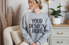 Ash Gildan 18000 Sweatshirt Mockup,G18000 Crewneck Sweatshir Product Image 1