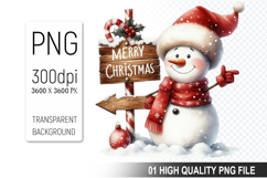 Christmas Snowman Clipart PNG, Christmas Sign Design Product Image 1