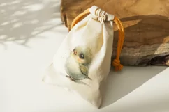 Cute Finch Bird Baby Watercolor Handmade illustration Product Image 1