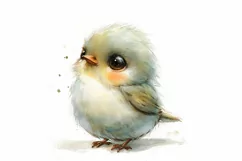 Cute Finch Bird Baby Watercolor Handmade illustration Product Image 3