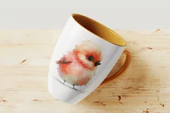 Cute Finch Bird Baby Watercolor Handmade illustration Product Image 1