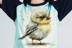 Cute Finch Bird Baby Watercolor Handmade illustration Product Image 1