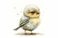 Cute Finch Bird Baby Watercolor Handmade illustration Product Image 3