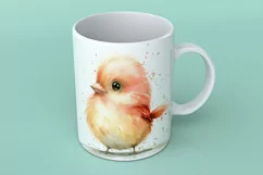 Cute Finch Bird Baby Watercolor Handmade illustration Product Image 1