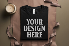 Black Folded Bella Canvas 3001 Flat Lay T-Shirt Mock Product Image 1