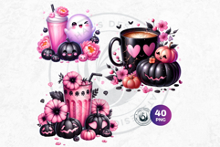 Pastel Goth Halloween Drinks - Kawaii Spooky Clipart PNG Product Image 4