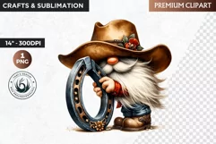 Cowboy Gnome clipart, Funny western clipart, sublimation PNG Product Image 1