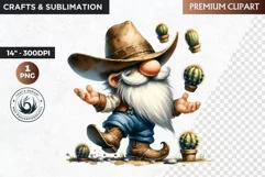 Cowboy Gnome clipart, Funny western clipart, sublimation PNG Product Image 1