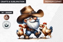 Gnome clipart, cowboy, western clipart, gnome sublimation Product Image 1