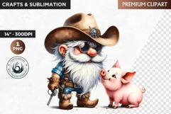 Cowboy Gnome clipart, Funny western clipart, wild west Product Image 1