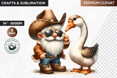 Cowboy Gnome clipart, Funny western clipart, far west PNG Product Image 1