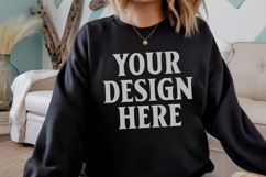 Gildan 18000 Black Mockup , Crewneck Sweatshirt Boho Mock-up Product Image 1