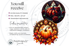 Halloween Gothic stained Glass Pumpkin Clipart Product Image 2
