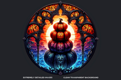 Halloween Gothic stained Glass Pumpkin Clipart Product Image 3