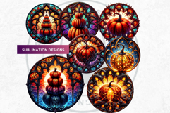 Halloween Gothic stained Glass Pumpkin Clipart Product Image 4