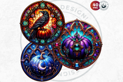 Halloween Gothic stained Glass Pumpkin Clipart Product Image 5