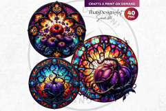 Halloween Gothic stained Glass Pumpkin Clipart Product Image 6