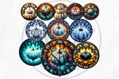 Halloween Gothic stained Glass Pumpkin Clipart Product Image 8