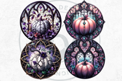 Halloween Gothic stained Glass Pumpkin Clipart Product Image 9