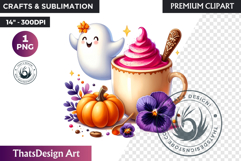Cute Halloween Drinks Clipart, Cute Spooky Kawaii halloween Product Image 1