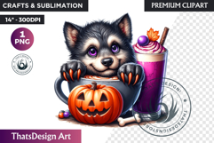 Cute Halloween Drinks Clipart, Cute Spooky Kawaii halloween Product Image 1