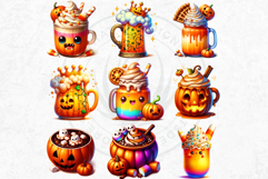 Halloween Drinks cuties Clipart Set, Cute Spooky Kawaii Product Image 6