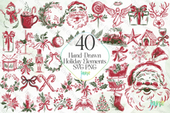 40 Hand-Drawn Holiday Elements SVG PNG Bundle Product Image 1