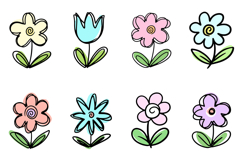 40 Heart Doodle Hand Drawn Flowers Flora SVG Clipart Product Image 2