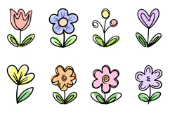 40 Heart Doodle Hand Drawn Flowers Flora SVG Clipart Product Image 3
