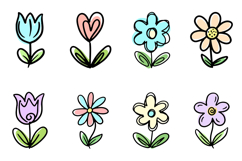 40 Heart Doodle Hand Drawn Flowers Flora SVG Clipart Product Image 5