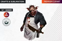 Horrific Halloween clipart, halloween png, maniacal butcher Product Image 1