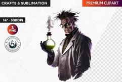 Horrific Halloween clipart, halloween png, mad scientist Product Image 1